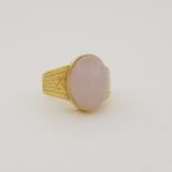 14K Gold & Pink Jade Ring