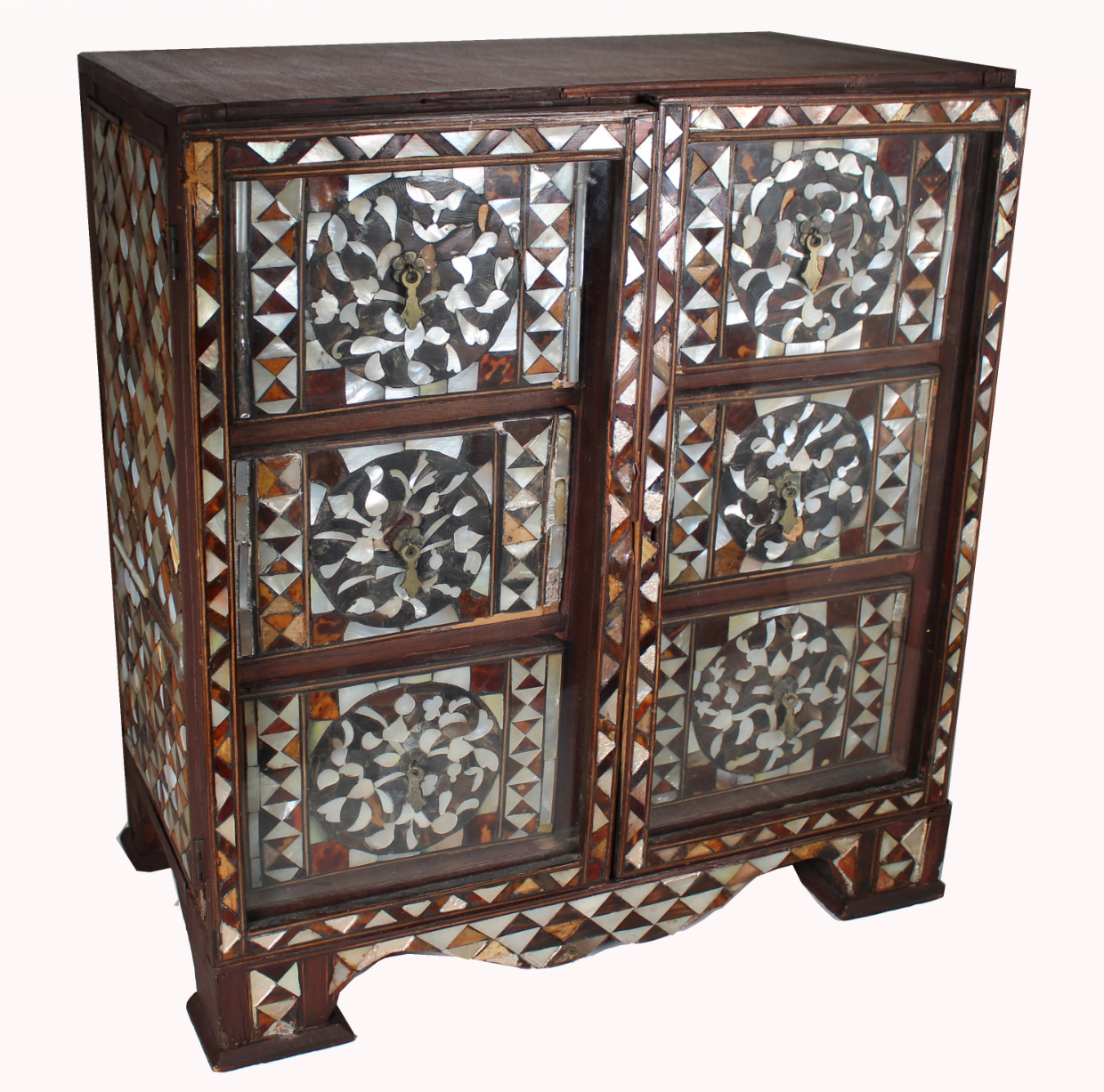 Antique Mother of Pearl Inlaid Jewelry Cabinet