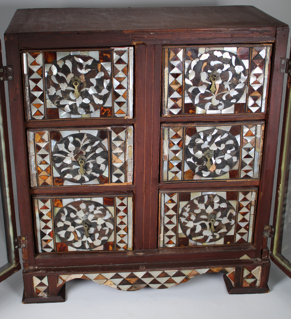 Antique Mother of Pearl Inlaid Jewelry Cabinet - Image 2 of 4