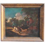 Old Master European School Wild Boar Hunt Painting