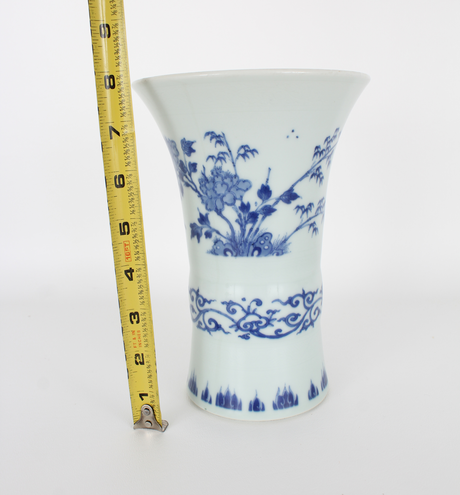 Blue/White Gu Form Chinese Vase, Ming - Image 9 of 9