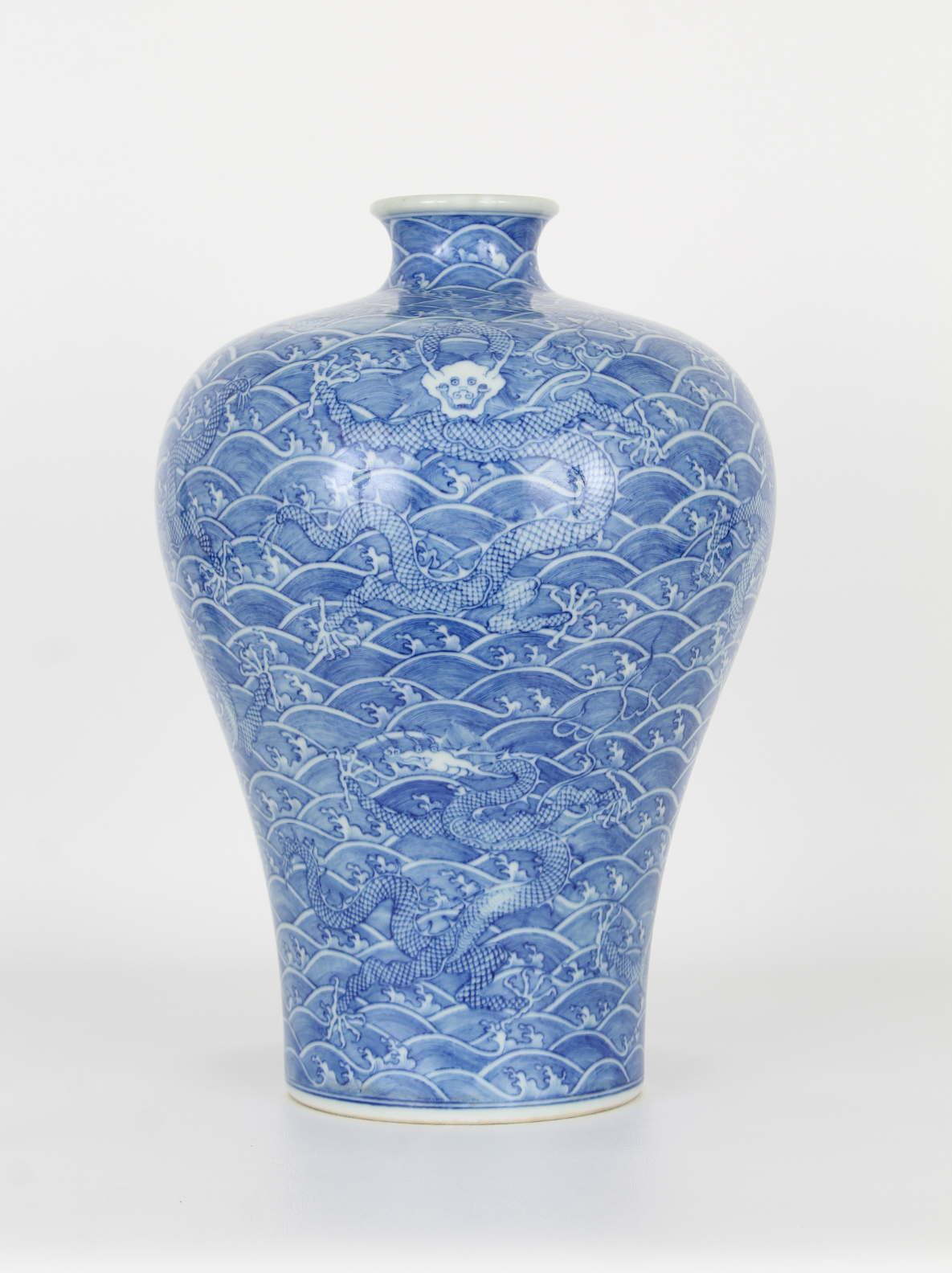 Blue/White Chinese Meiping Vase, Qianlong Mark - Image 2 of 8