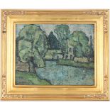 Swanson, Signed 20th C. River Landscape Painting