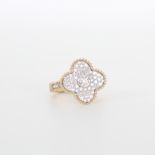 14K Gold & Diamond Clover Ring