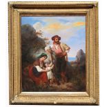 Signed, 19th C. Italian Painting of a Family