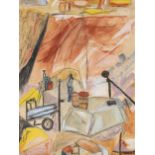 Signed Guston, Carrara Marble Quarry Painting