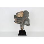 Large Carved Stone Floral Sculpture