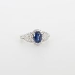 18K White Gold, Sapphire & Diamond Ring