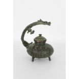 Signed, Chinese Calligraphy Incised Bronze Censer