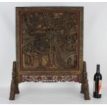 Large Carved Chinese Figural Table Screen