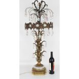 Vintage Mixed Metal and Rhinestone Table Lamp