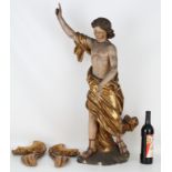 Italian Carved Polychrome Figure of an Angel