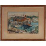 1949 New England Harbor Scene, Signed