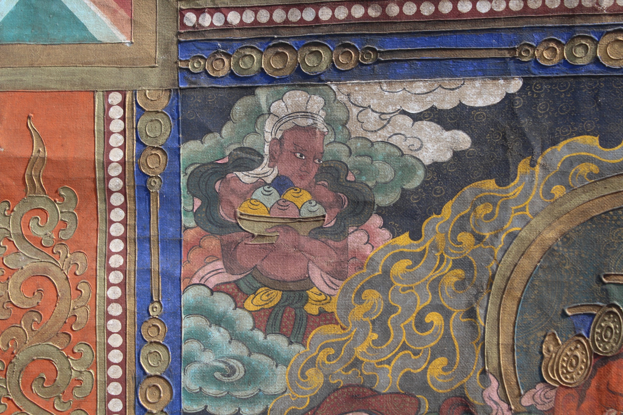 Monumental Antique Tibetan Thangka - Image 6 of 11
