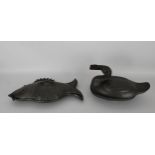 Fish, Duck, Chinese Spelter Covered Dishes