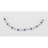 14K WG Diamond & Sapphire Clover Tennis Bracelet