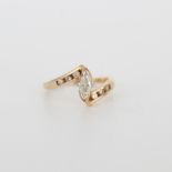 14K Gold Marquise Solitaire Diamond Ring