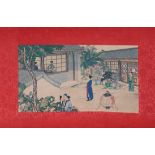 Signed, Fine Chinese Courtyard Scene Watercolor