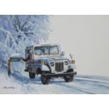 John Swatsley (B 1937) "1980's US Postal Jeep" Oil