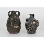(2) American Folk Art Pottery Vases