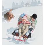 Jim Butcher (B. 1944) "Children Sledding" Original