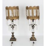 Pair of Mixed Metal & Rhinestone Lamps