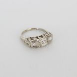 18K White Gold & Diamond Antique Ring