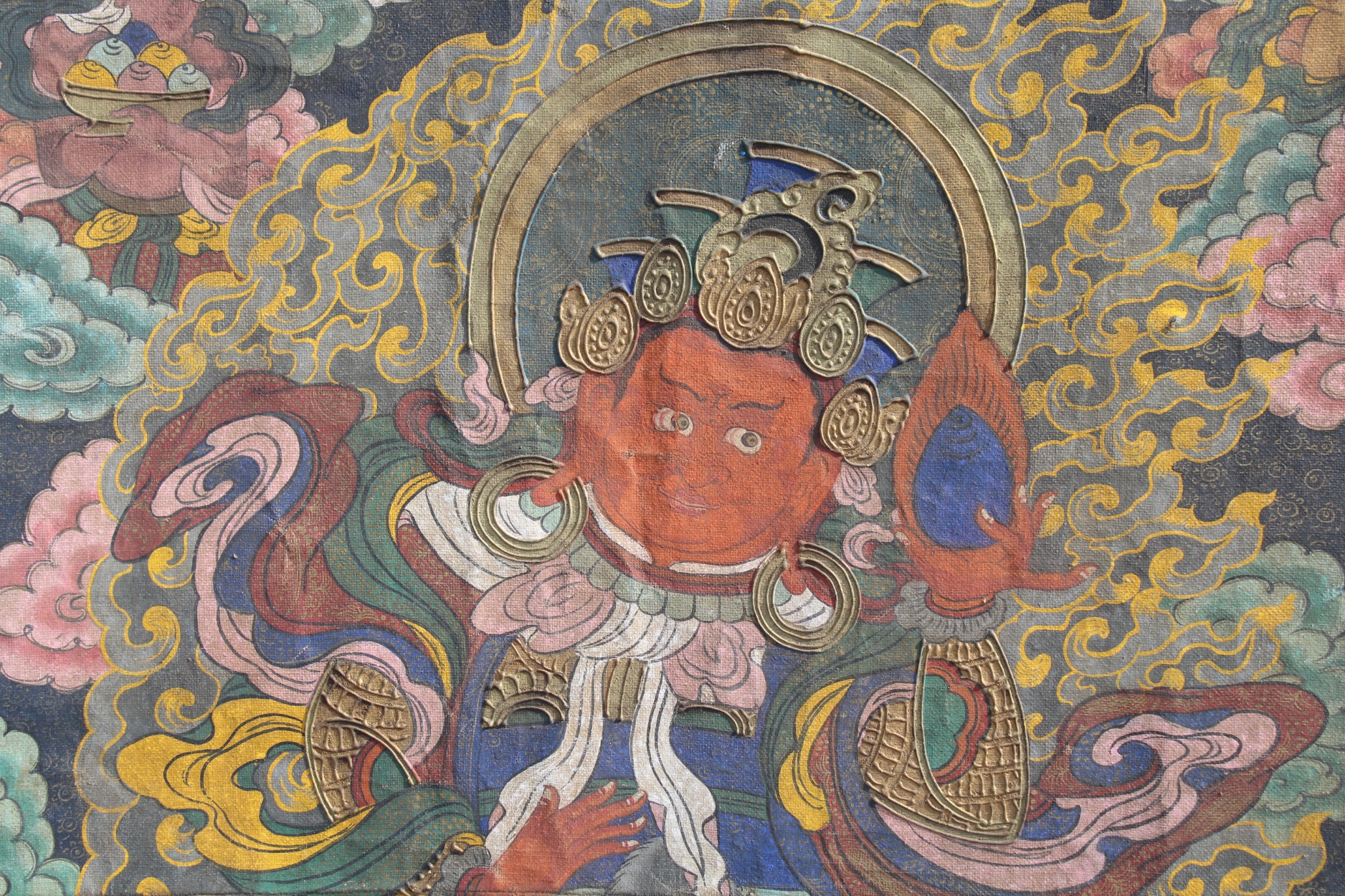 Monumental Antique Tibetan Thangka - Image 4 of 11