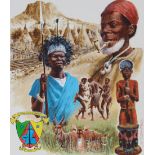 Mel Crawford (B. 1925) "Cameroon Scenes" W/C