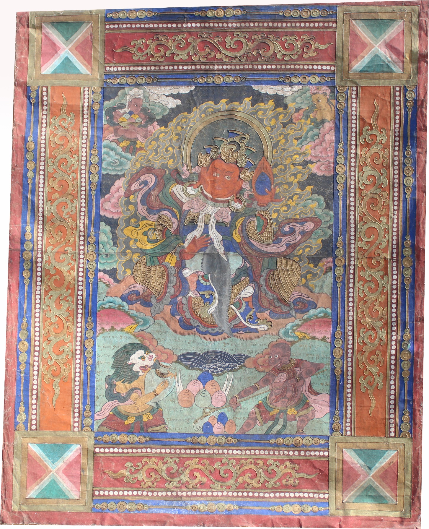 Monumental Antique Tibetan Thangka - Image 2 of 11