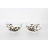 Pair, Chinese Grisaille Bowls, Yongzheng Mark