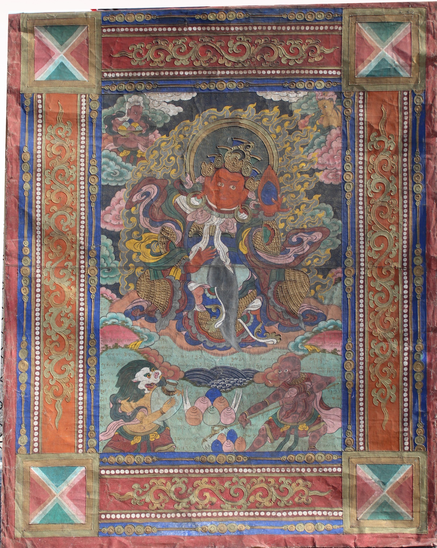 Monumental Antique Tibetan Thangka - Image 3 of 11