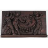 Antique European Cherubic Carved Wooden Relief