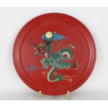 Japanese Red Lacquer Dragon Charger