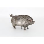 German Silvered Bronze/Jeweled Pig Music Box