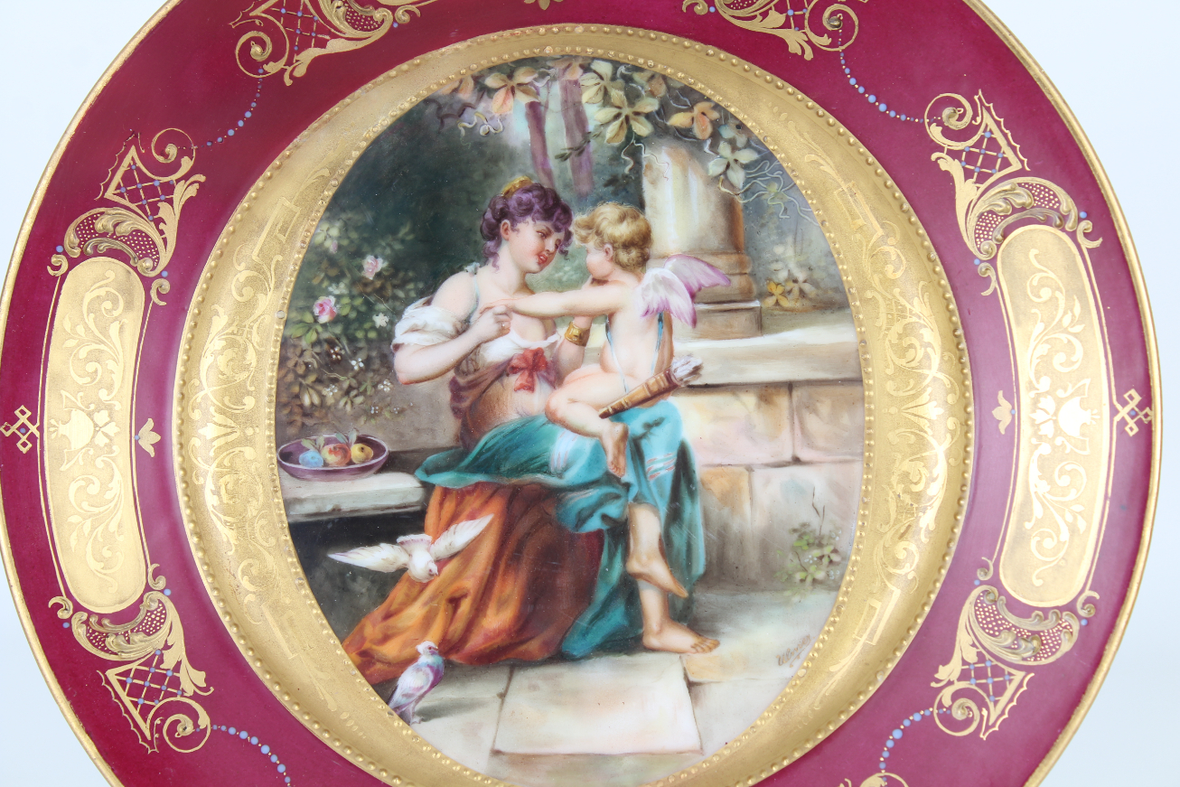 Antique Royal Vienna Porcelain Dish, Signed - Image 2 of 5