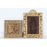 (2) Antique Framed Italian Carved Wood Figures