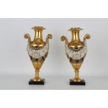 (2) 19th C. French Gilt Porcelain Vases