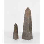 (2) Carved Marble Obelisks