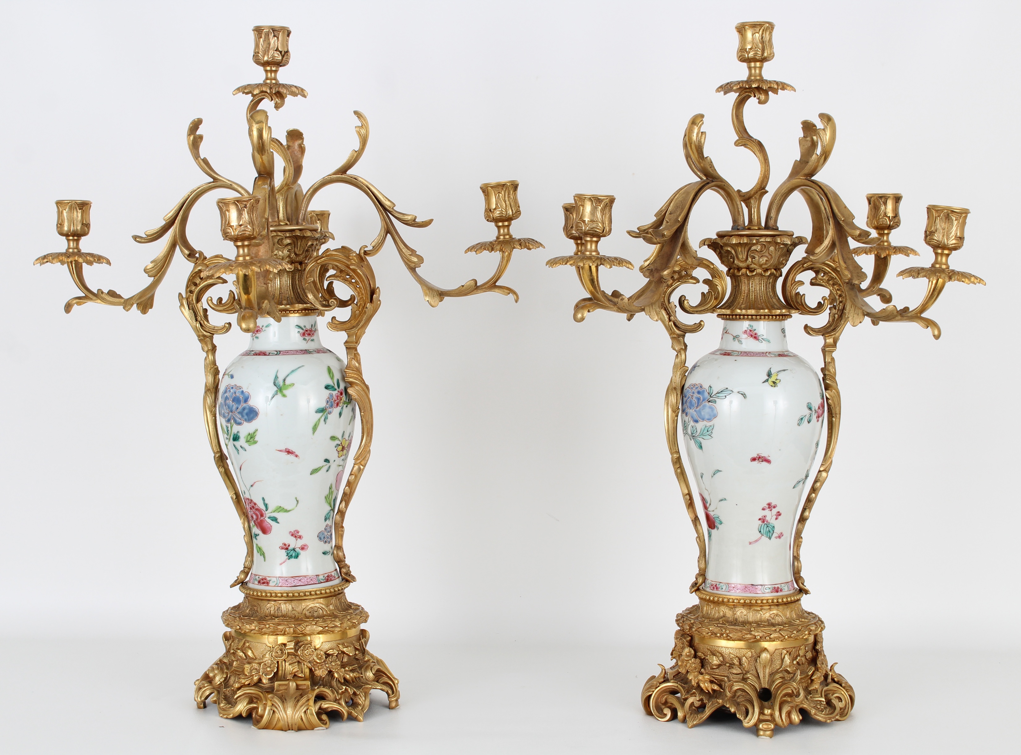 18th C. Chinese Porcelain/Gilt Bronze Candelabra - Image 3 of 11