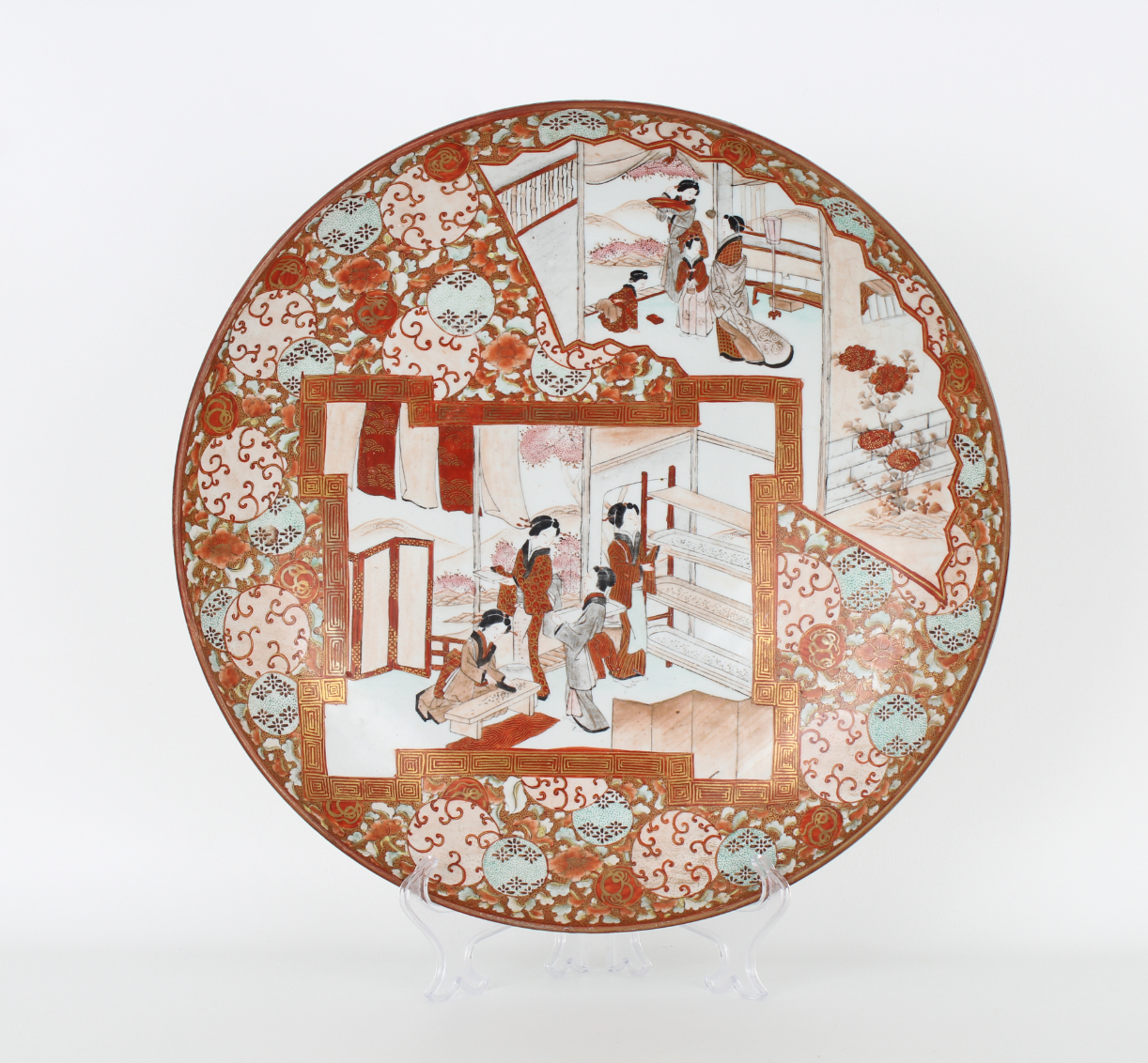 Antique Japanese Kutani Porcelain Charger - Image 2 of 7