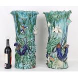 Palatial Chinese Shiwan Kiln Glazed Ceramic Vases