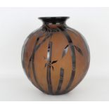 Correia Glass "Amber and Black Bamboo" Vase