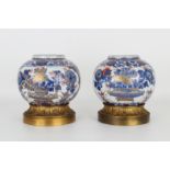 (2) Chinese Imari Porcelain/Bronze Mounted Vases