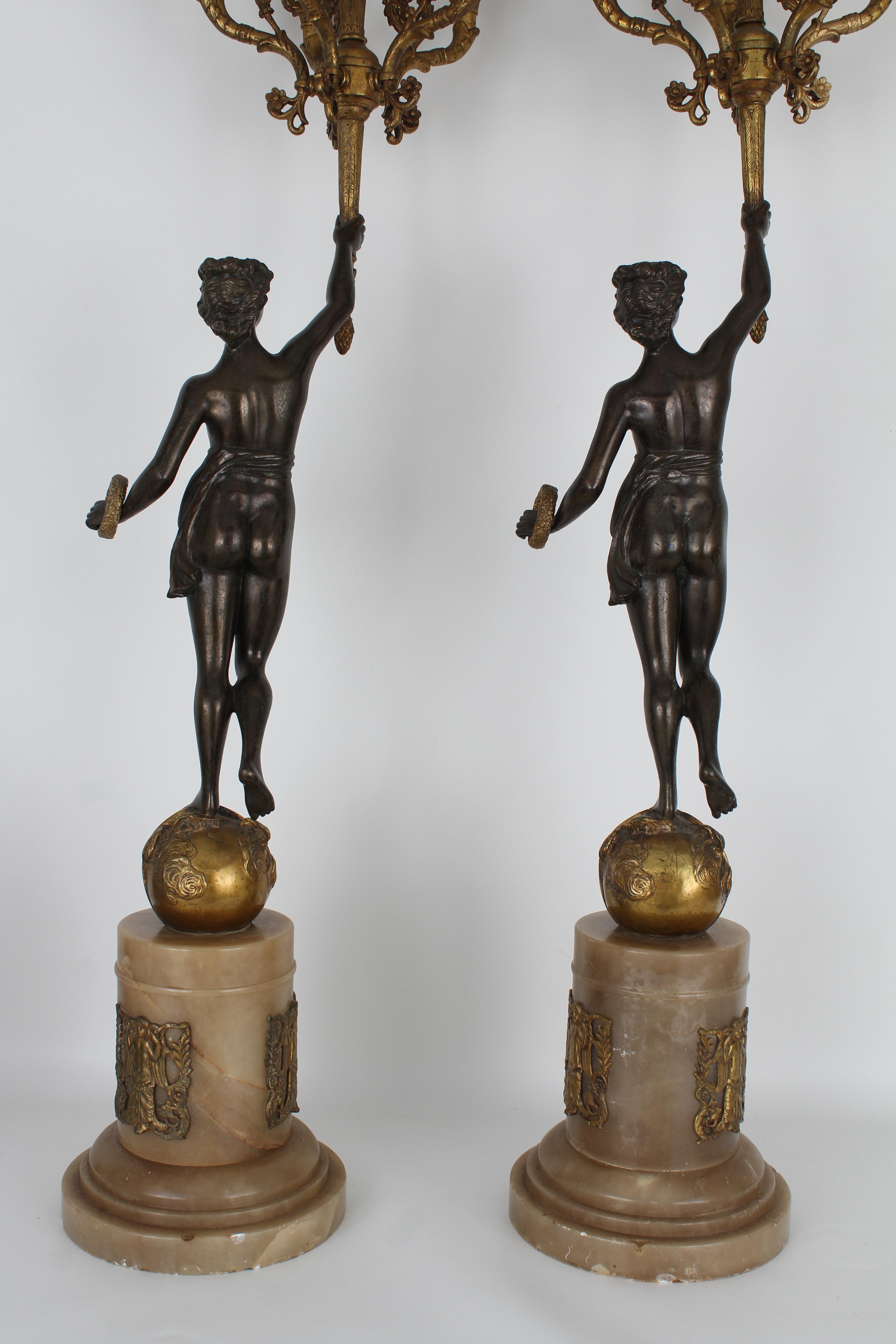 (2) Monumental Bronze French Empire Candelabra - Image 6 of 6