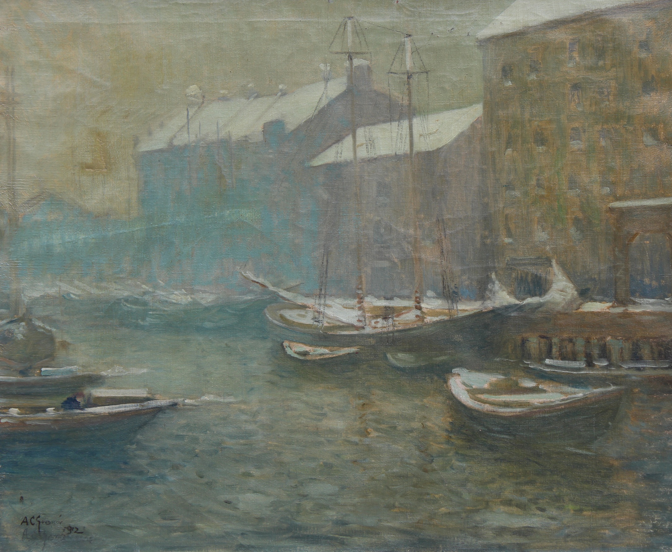 Arthur C Goodwin (1864 - 1929) T-Wharf, Boston - Image 2 of 6