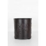 Chinese Zitan Wood 'Dragon' Brush Pot