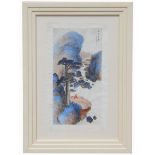 Asian Watercolor Depicting a Figure Seated