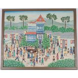 Haitian School, "Vaccination Day" Painting- Signed