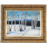 Signed, 20th C. Winter Landscape painting